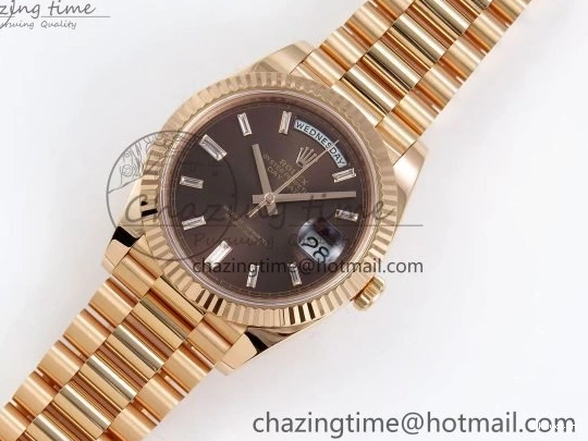Brown 40 on DayDate Steel Dial Crystal 228235 904L President Bracelet VR3255 ARF 0225